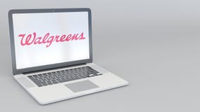Abertura de giro e portátil de fechamento com logotipo de Walgreens Grampo conceptual do editorial 4K da informática ilustração royalty free Abertura de giro e portátil de fechamento com logotipo de Walgreens Grampo conceptual do editorial 4K da informática ilustração royalty free