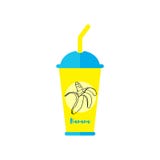 Abgehende Flasche mit Handgezogener Banane stock abbildung Abgehende Flasche mit Handgezogener Banane stock abbildung