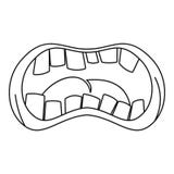 Abra la boca con el icono de los dientes torcidos, estilo del esquema Foto de archivo libre de regalías Abra la boca con el icono de los dientes torcidos, estilo del esquema Foto de archivo libre de regalías