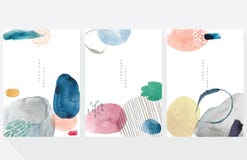 Abstract art background with watercolor texture vector. Contemporary abstract with Japanese wave pattern illustration