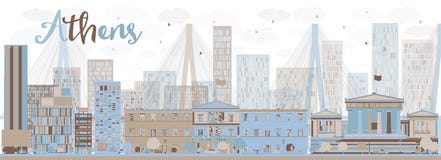 Abstract Athens Skyline with Color Buildings. Vector Illustration. Business and tourism concept. Image for presentation, banner, placard and web site stock illustration Abstract Athens Skyline with Color Buildings. Vector Illustration. Business and tourism concept. Image for presentation, banner, placard and web site stock illustration