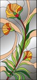 Abstract bloemengebrandschilderd glas, mozaïekpatroon met bloemen en lichtgrijze achtergrond vector illustratie Abstract bloemengebrandschilderd glas, mozaïekpatroon met bloemen en lichtgrijze achtergrond vector illustratie