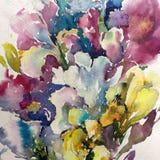 Abstract Bright Colored Decorative Background . Floral Pattern Handmade . Beautiful Tender Romantic Iris Flower Stock Photography Abstract Bright Colored Decorative Background . Floral Pattern Handmade . Beautiful Tender Romantic Iris Flower Stock Photography