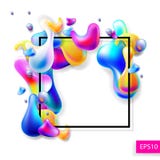 Abstract bright colorful plasma drops shapes with a black square Stock Images Abstract bright colorful plasma drops shapes with a black square Stock Images
