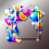 Abstract bright colorful plasma drops shapes with a black square Royalty Free Stock Photo Abstract bright colorful plasma drops shapes with a black square Royalty Free Stock Photo