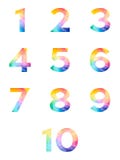 Abstract bright rainbow polygon number alphabet colorful font style. one two three four five six seven eight nine ten zero digits. vector illustration Abstract bright rainbow polygon number alphabet colorful font style. one two three four five six seven eight nine ten zero digits. vector illustration