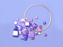 Abstract circle gold metal frame 3d rendering pink blue/purple gold geometric shape floating royalty free illustration Abstract circle gold metal frame 3d rendering pink blue/purple gold geometric shape floating royalty free illustration
