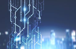 Abstract circuit interface night city royalty free illustration Abstract circuit interface night city royalty free illustration