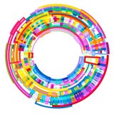 Abstract colored radial 3 D background of geometric shapes. stock illustration Abstract colored radial 3 D background of geometric shapes. stock illustration