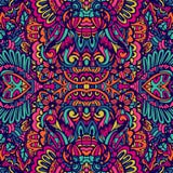 Abstract Colorful Festival Doodle Unique Ethnic Seamless Pattern Ornamental Stock Images