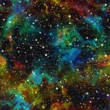 Abstract colorful universe. Nebula night starry sky. Multicolor outer space. Texture background. Seamless illustrationn. stock illustration Abstract colorful universe. Nebula night starry sky. Multicolor outer space. Texture background. Seamless illustrationn. stock illustration