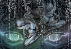 Abstract Artistic 3d Computer Generated Illustration Of An Depressed Robot Setting In Complete Surrender vector illustration Abstract Artistic 3d Computer Generated Illustration Of An Depressed Robot Setting In Complete Surrender vector illustration