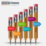 Abstract 3D education stair success pencil Infographic. Can be used for workflow layout, data visualization, business concept with 6 options, parts, steps or royalty free illustration Abstract 3D education stair success pencil Infographic. Can be used for workflow layout, data visualization, business concept with 6 options, parts, steps or royalty free illustration
