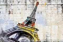 Abstract digital art of Eiffel Tower in Paris. Street art. vector illustration Abstract digital art of Eiffel Tower in Paris. Street art. vector illustration