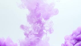 Abstract dynamic flow of bright purple ink in clear water.