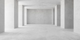Abstract empty, modern concrete room with indirect lighting from left side pillars - industrial interior background template, 3D