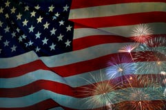 Abstract flag of the USA waving with fireworks, American flag Stock Photos Abstract flag of the USA waving with fireworks, American flag Stock Photos