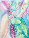 Abstract Flowers In Pastel Colors - Original Watercolor Royalty Free Stock Photos