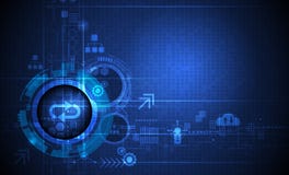 Abstract Futuristic Eyeball On Circuit Board, Illustration High Computer And Communication Technology On Blue Color Background Stock Photography Abstract Futuristic Eyeball On Circuit Board, Illustration High Computer And Communication Technology On Blue Color Background Stock Photography