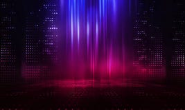 Abstract Futuristic Neon Background. Searchlight Light, Wet Asphalt, Smoke, Night View, Rays. Stock Photos Abstract Futuristic Neon Background. Searchlight Light, Wet Asphalt, Smoke, Night View, Rays. Stock Photos