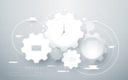 Abstract gear wheel, geometric lines and social icons. work time business concept Stock Image Abstract gear wheel, geometric lines and social icons. work time business concept Stock Image