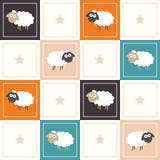 Abstract Geometric Pattern Background With Colorful Squares, Sheep And Stars royalty free illustration Abstract Geometric Pattern Background With Colorful Squares, Sheep And Stars royalty free illustration