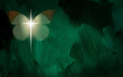 Abstract graphic with glowing cross and butterfly wings stock illustration Abstract graphic with glowing cross and butterfly wings stock illustration