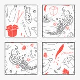 Abstract hand drawn wok restaurant elements poster for your design. Doodle asian food Stock Photos Abstract hand drawn wok restaurant elements poster for your design. Doodle asian food Stock Photos