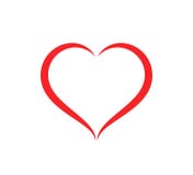 Abstract heart shape outline care Vector illustration. Red heart icon in flat style.