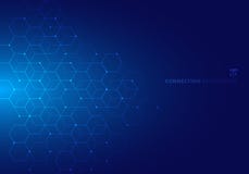 Free Abstract Hexagons With Nodes Digital Geometric With Lines And Dots On Blue Background. Technology Connection Concept Stock Images - 142666814