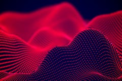 Abstract landscape of Red digital particles or sound waves. vector illustration Abstract landscape of Red digital particles or sound waves. vector illustration