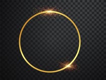 Abstract magical glowing golden banner.Magic circle. Merry Christmas. Round gold shiny frame with light bursts. Gold
