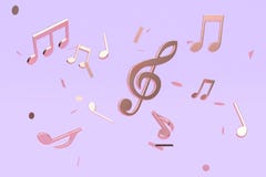 3d rendering abstract many metallic copper key note music floating violet-purple background vector illustration 3d rendering abstract many metallic copper key note music floating violet-purple background vector illustration