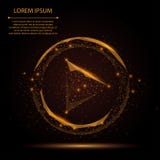 Abstract mash line and play video icon on dark brown night sky with stars stock illustration Abstract mash line and play video icon on dark brown night sky with stars stock illustration