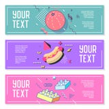 Abstract Memphis Style Horizontal Banners met Geometrische Elementen Royalty-vrije Stock Afbeeldingen Abstract Memphis Style Horizontal Banners met Geometrische Elementen Royalty-vrije Stock Afbeeldingen