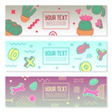 Abstract Memphis Style Horizontal Banners met Geometrische Elementen De creatieve Moderne Samenstelling van Hipster voor Affiche, Stock Afbeelding Abstract Memphis Style Horizontal Banners met Geometrische Elementen De creatieve Moderne Samenstelling van Hipster voor Affiche, Stock Afbeelding