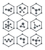 Abstract molecule icons design. vector. Abstract molecule icons design. hexagon science or medical logo isolated on white background. set of flat gray color royalty free illustration Abstract molecule icons design. vector. Abstract molecule icons design. hexagon science or medical logo isolated on white background. set of flat gray color royalty free illustration