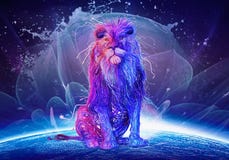 Abstract Multicolored Lion Sitting On Top Of A Colorful Globe vector illustration Abstract Multicolored Lion Sitting On Top Of A Colorful Globe vector illustration