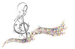 Abstract muzikaal ontwerp met een g-sleutel en muzikale golven royalty-vrije illustratie Abstract muzikaal ontwerp met een g-sleutel en muzikale golven royalty-vrije illustratie