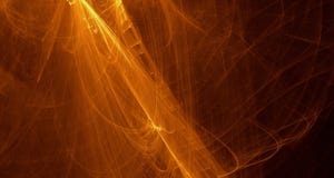Abstract Orange, Yellow, Gold Light Glows, Beams, Shapes On Dark Background Stock Photo