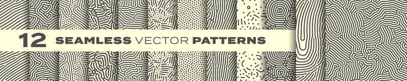 Free Abstract Organic Lines Seamless Patterns Vector Backgrounds Set. Modern Trendy Creative Memphis And Biological Patterns With Dots Royalty Free Stock Photo - 161604745