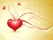 Abstract red shiny heart on golden background Stock Image Abstract red shiny heart on golden background Stock Image