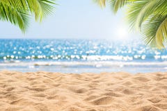 Free Abstract Seascape With Palm Tree, Tropical Beach Background. Royalty Free Stock Photo - 146142855