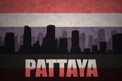 Abstract silhouette of the city with text Pattaya at the vintage thailand flag royalty free illustration Abstract silhouette of the city with text Pattaya at the vintage thailand flag royalty free illustration