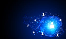 Abstract technology concept Internet futuristic network connection human communication with world map circle future technology di vector illustration Abstract technology concept Internet futuristic network connection human communication with world map circle future technology di vector illustration