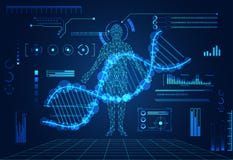 Abstract technology ui futuristic concept human digital DNA heal vector illustration Abstract technology ui futuristic concept human digital DNA heal vector illustration