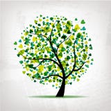 Abstract tree with heart leaf on grunge background