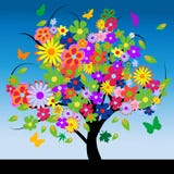 Abstract Tree With Flowers Royalty Free Stock Photography