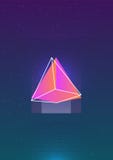 Abstract vertical backdrop with glowing bright colored cosmic pyramid and its outline against outer space with stars and royalty free illustration Abstract vertical backdrop with glowing bright colored cosmic pyramid and its outline against outer space with stars and royalty free illustration