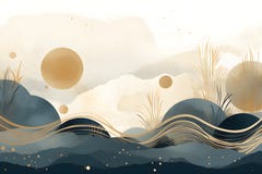 Abstract watercolor and gold splash elegant modern background